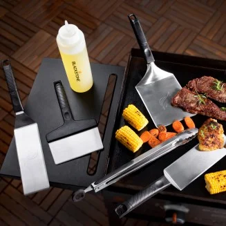 Blackstone 6-Piece Deluxe Griddle Tool Kit - Stainless Steel Spatulas, Tongs & Scraper Set