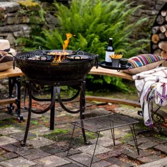 Kadai Recycled Firebowl 60cm| Firepit With Stands | BBQs 2u