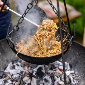 Kadai Cooking Bowl with Chains - 100cm Kadai Cooking Bowl with Chains - 100cm