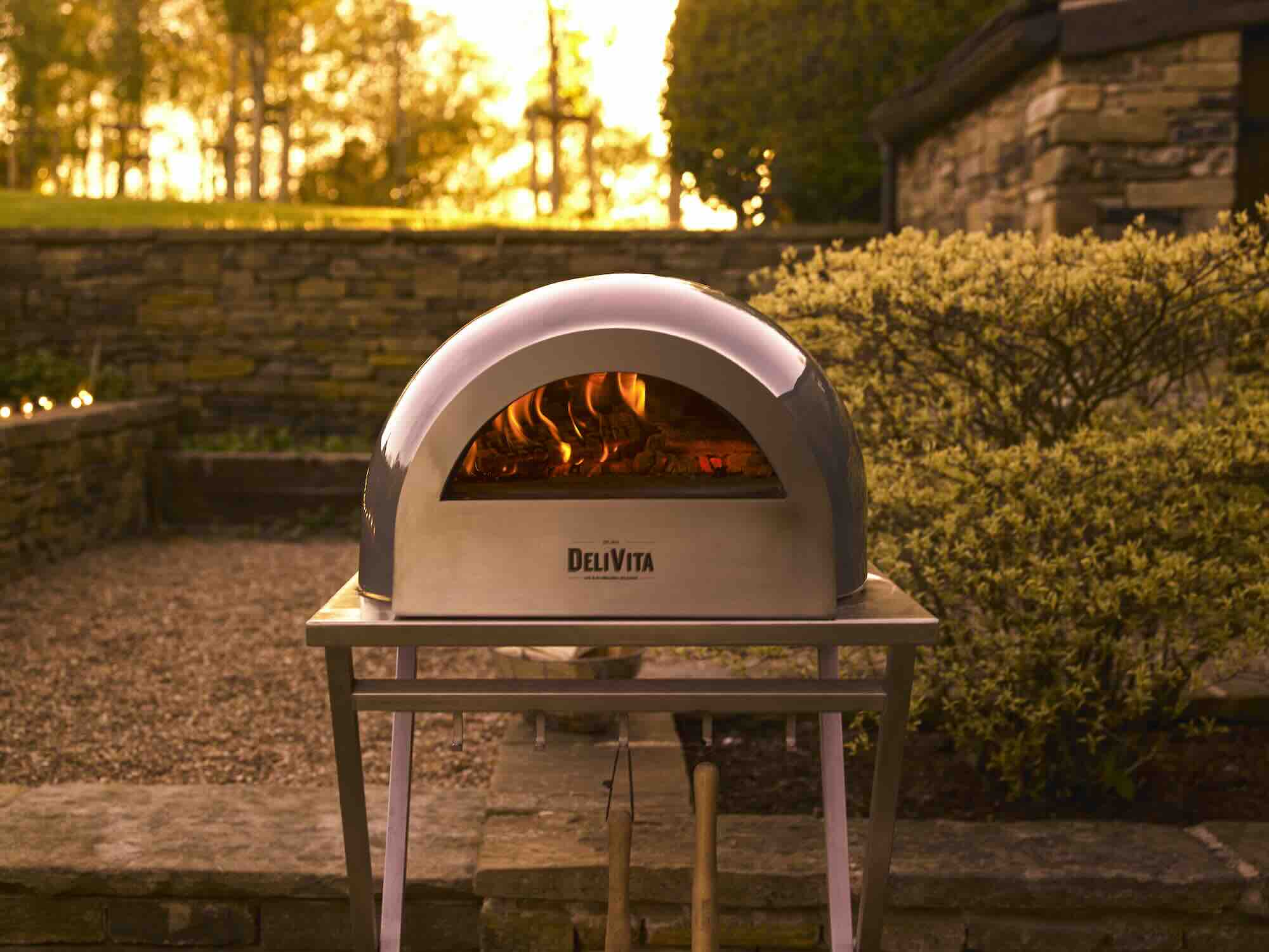 DeliVita Wood-Fired Pizza Oven GREY Flames